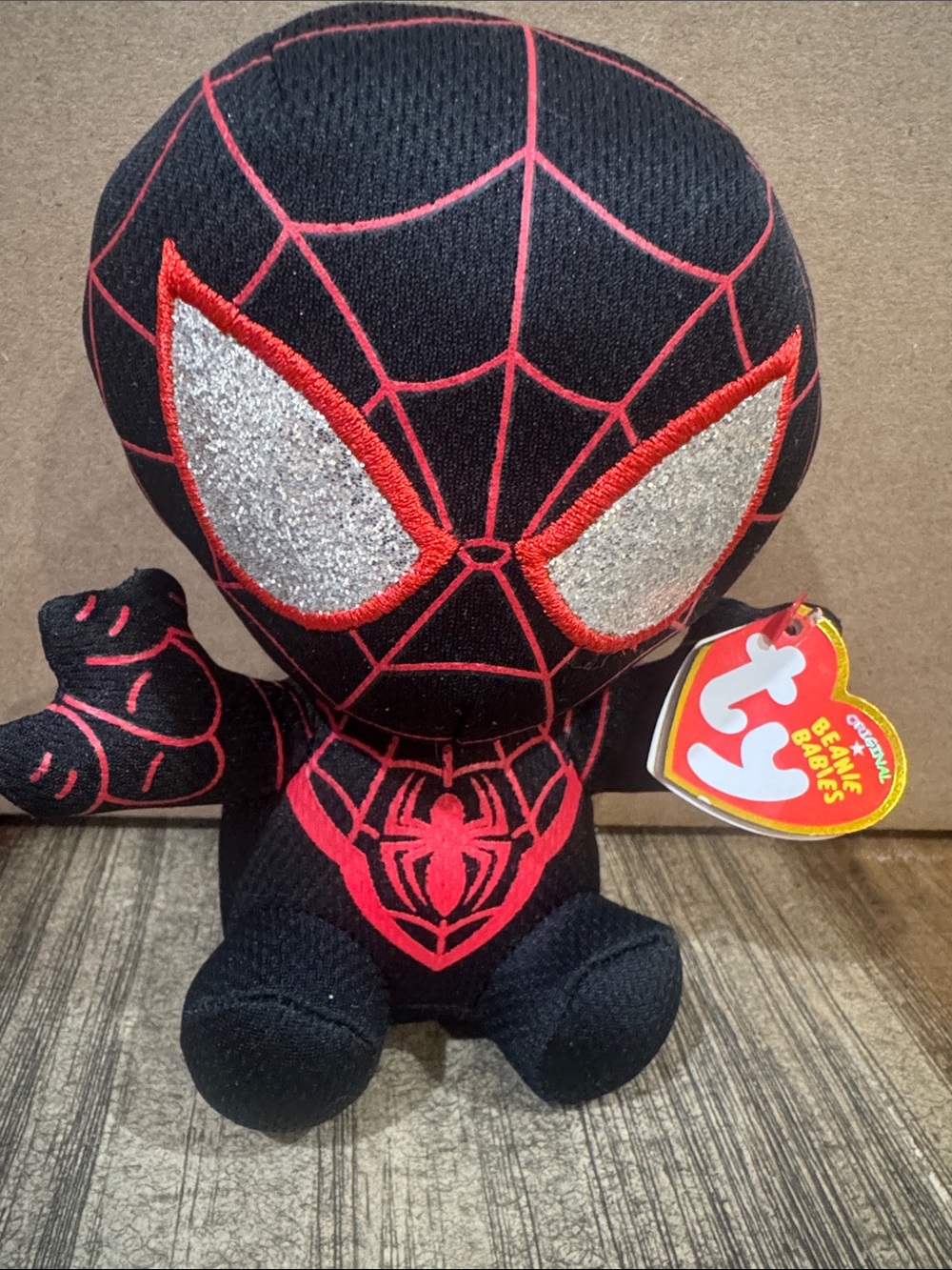 Ty Miles Morales Spider-Man Beanie Plush - Black, Red & Silver